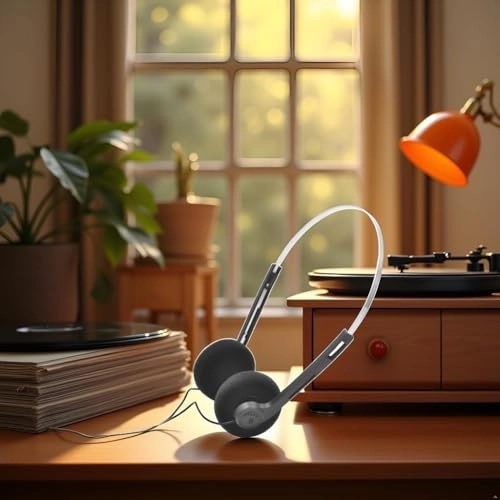 Retro Over-Ear Wired Headphone Set