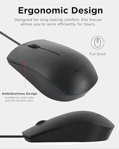 Full-Size Optical Ambidextrous Mouse - Wired