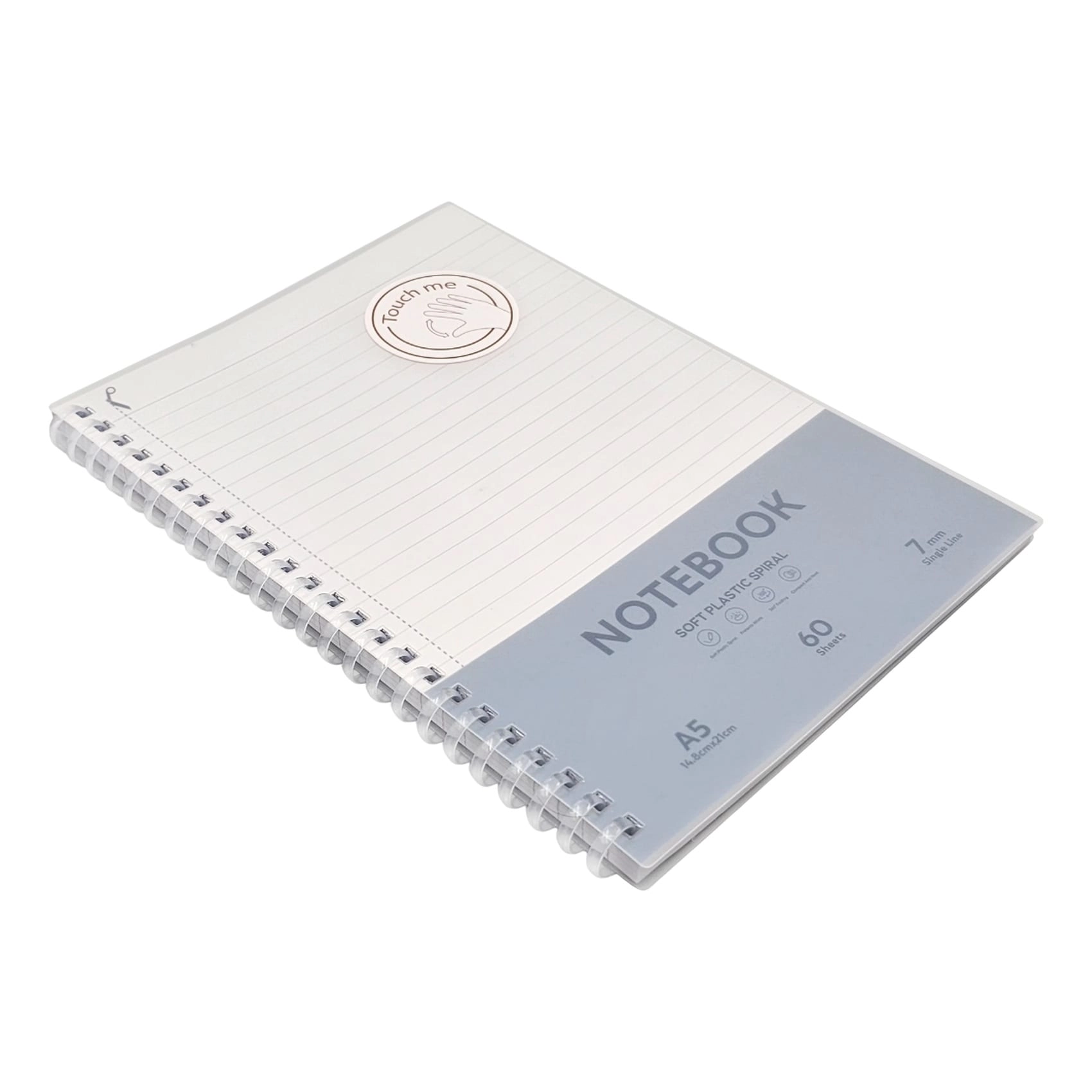 Soft Spiral Plastic Cover Notebook A5 Spiral - Lined 60 Sheets