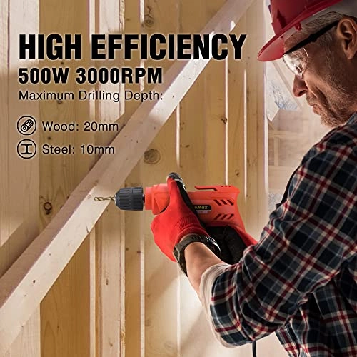 Electric Drill - 500W Corded 10mm Keyless Chuck