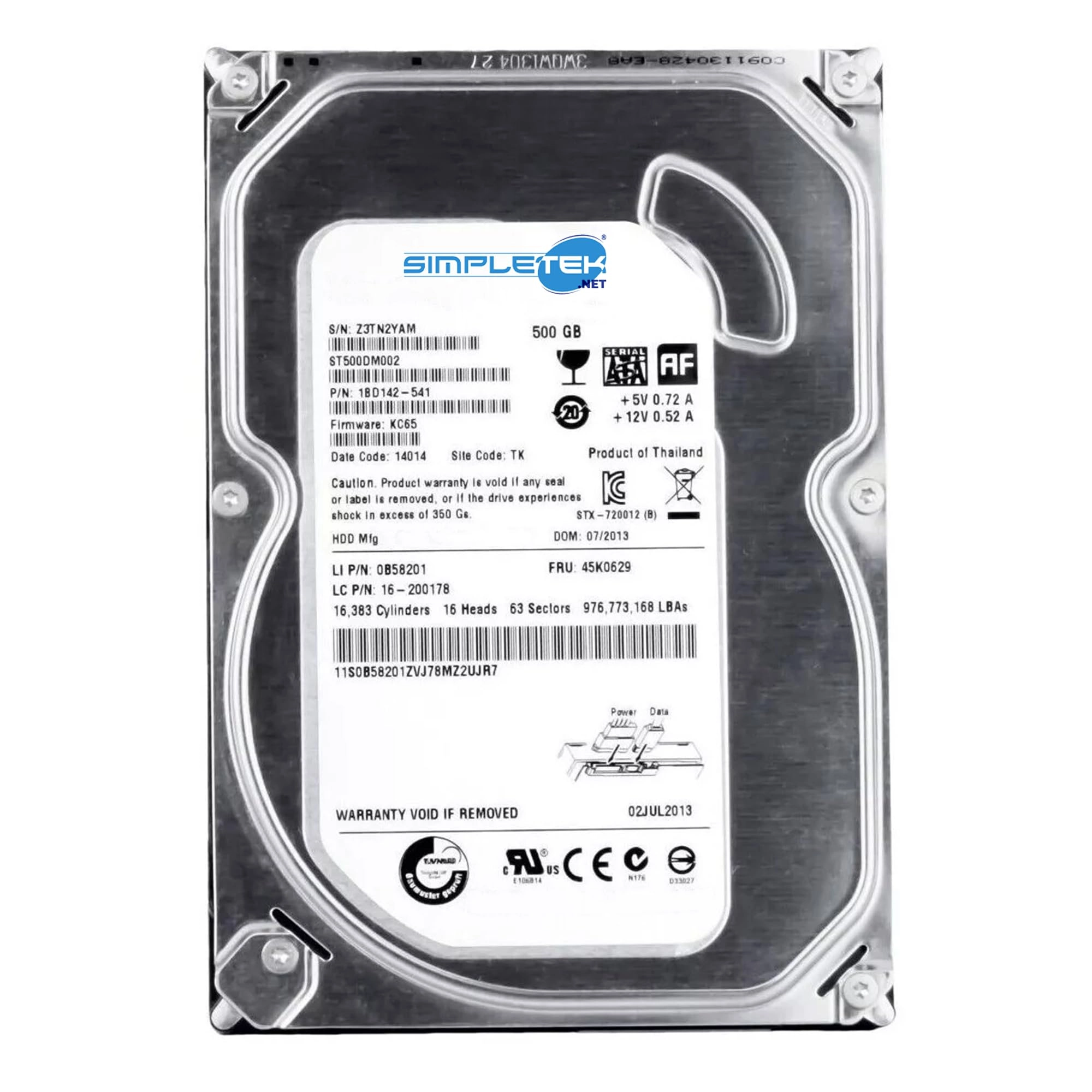 SIMPLETEK 3.5" 5400rpm SATA (SIM - ART - 0075) - 500GB