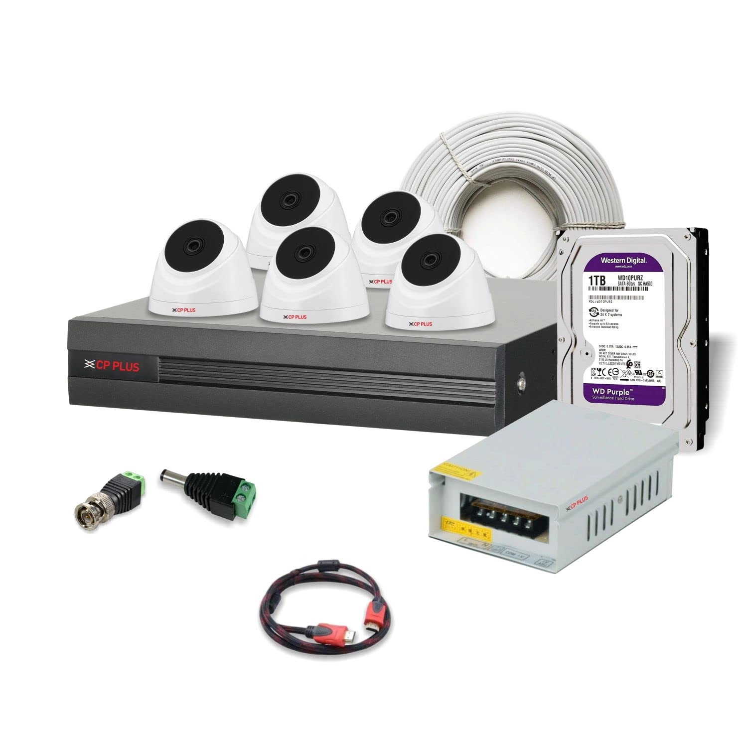 HD DVR - 8 channels + Outdoor Camera - 2.4 MP + Indoor Camera - 2.4 MP + Hard Disk - 1000 gigabyte