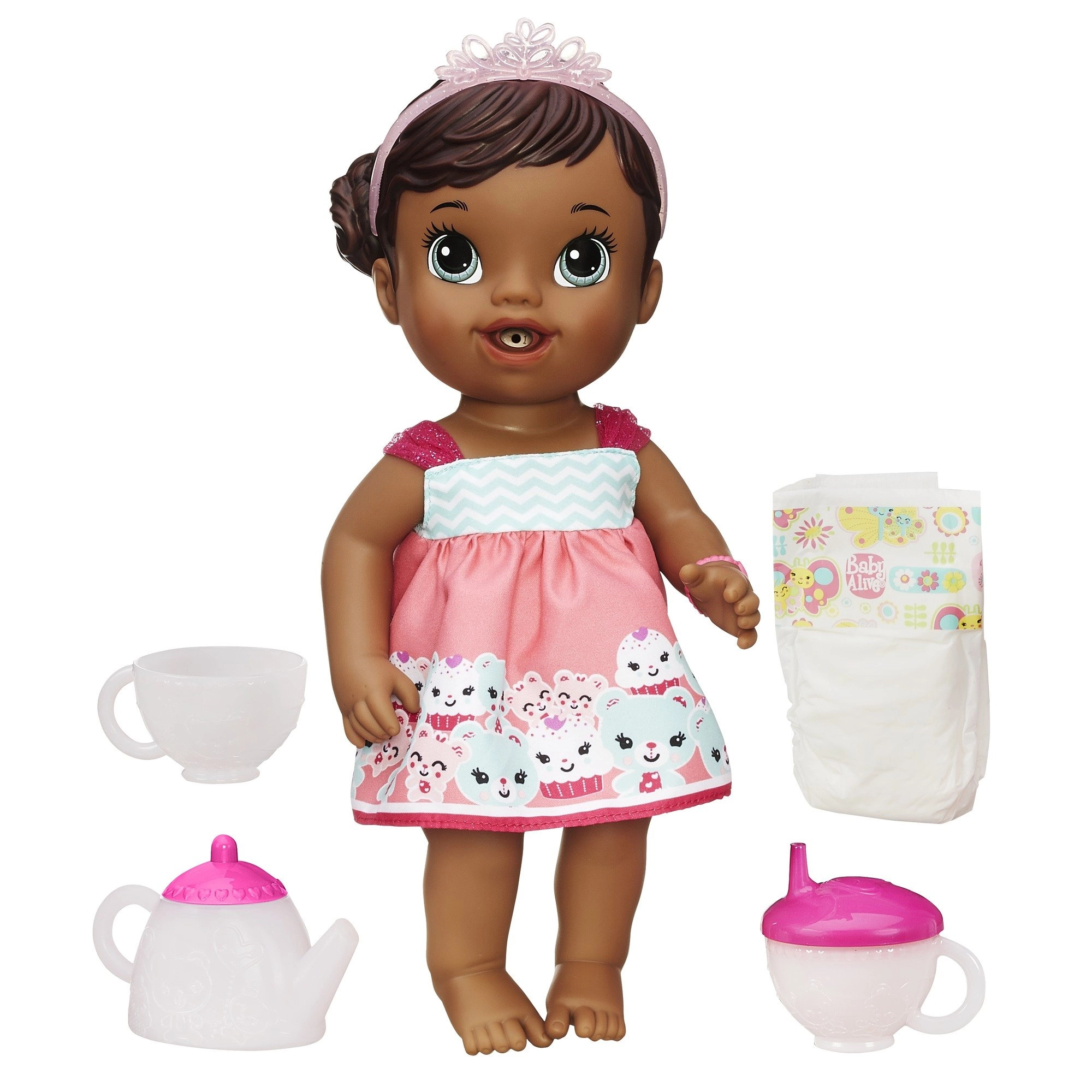 Hasbro Lil' Sips Baby Has a Tea Party Doll - African American drinks and wets