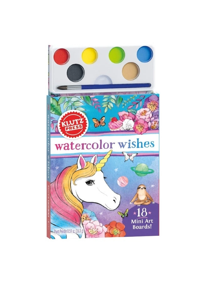 Watercolor Wishes - Watercolour paints, a booklet of beginner-friendly painting techniques, art cards and a brush