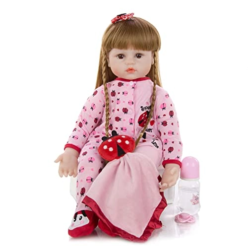 Reborn Baby Doll - 24 Inch Vinyl Cotton Body Pink Yarn Skirt Ages 3+