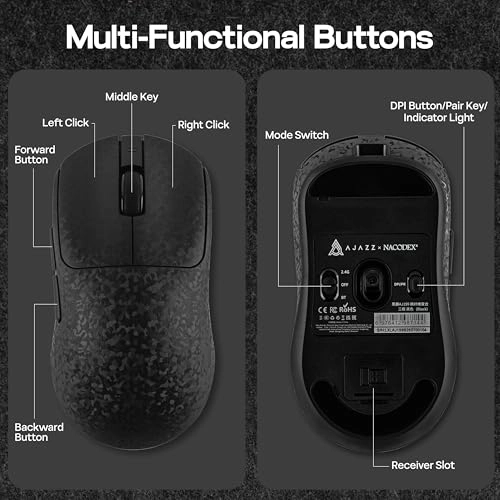 AJ199 Lightweight Gaming Mouse - Bluetooth 2.4GHz USB-C