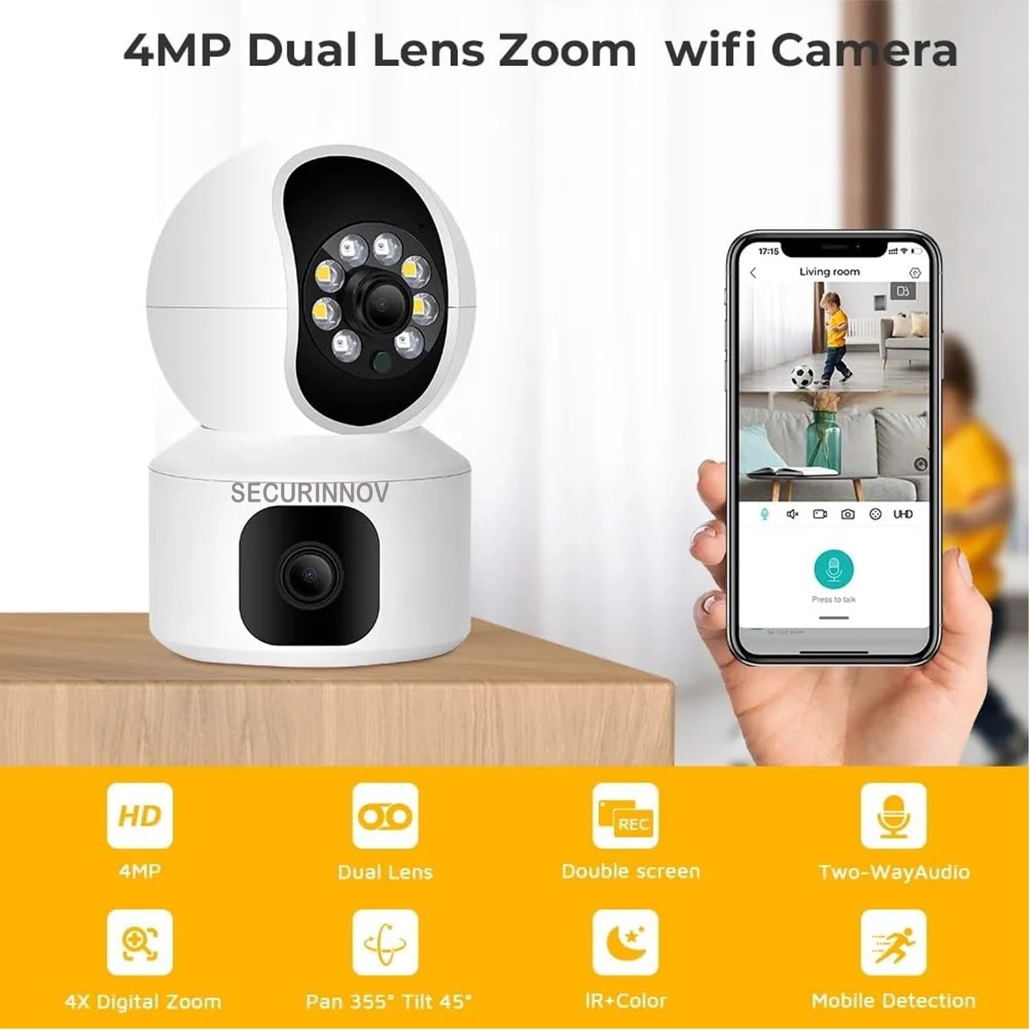 Dual Lens WiFi IP 360 Camera 1920 X 2160