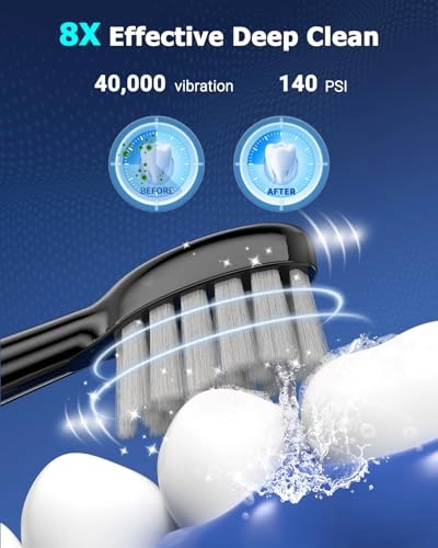 Electric Toothbrush with Water Flosser Combo - 3 Modes 5 Speeds Black