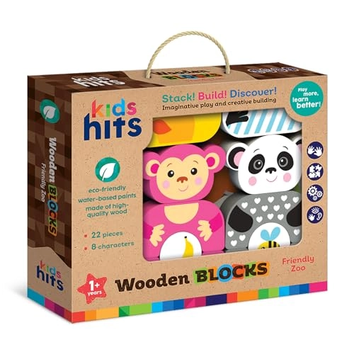 Wooden Blocks Friendly Zoo - 12 months and up 22 pieces