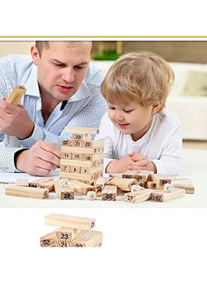 Wooden Stacking Tower With Number Blocks - 3+ Years 54 pieces