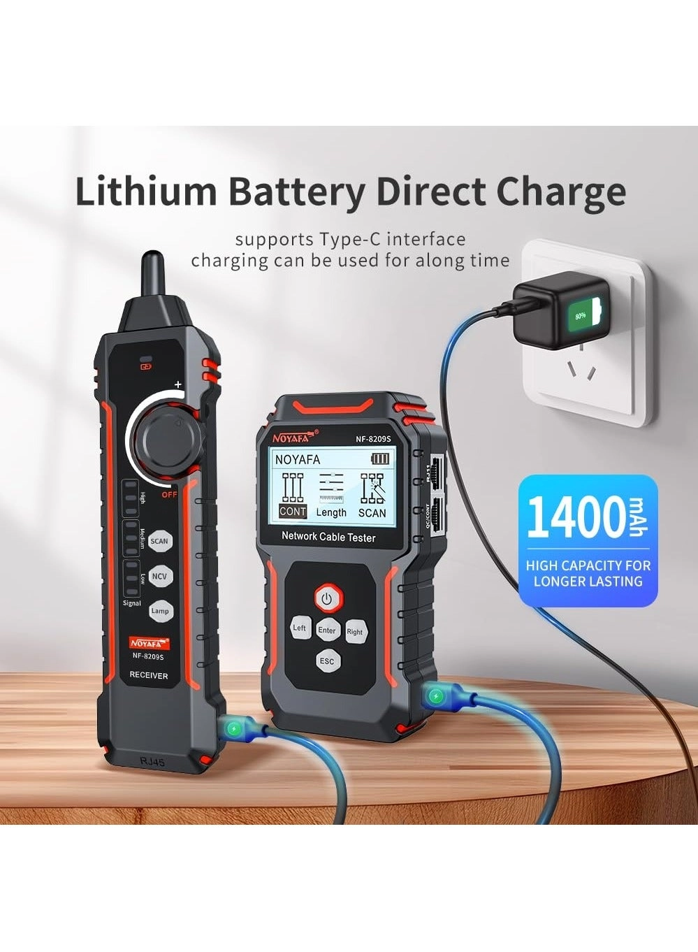 NF-8209S - RJ45 RJ11 PoE Wiremap