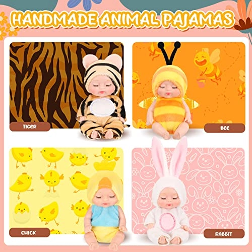 Reborn Baby Doll - 4 Inch Animal Clothes 4 Pcs Bundle