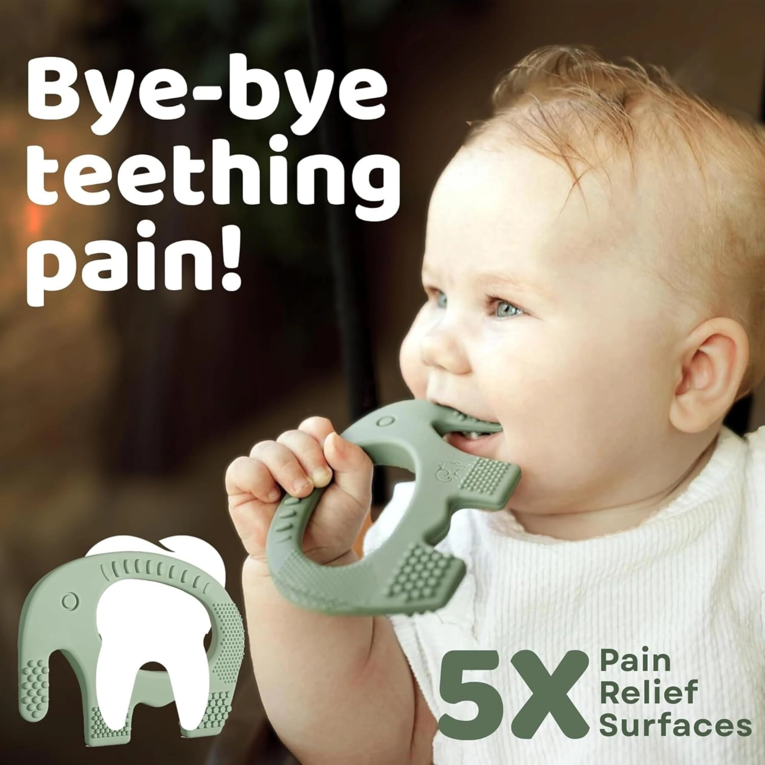 2 in 1 Teether - Beech Wood, Silicone