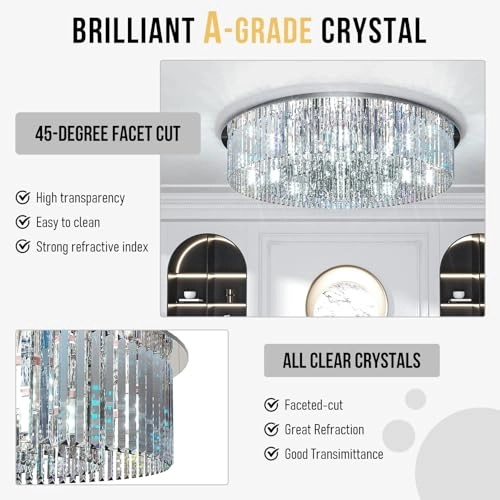 Luxury LED Crystal Chandelier - Three-Color Lighting warm light cool white light neutral light