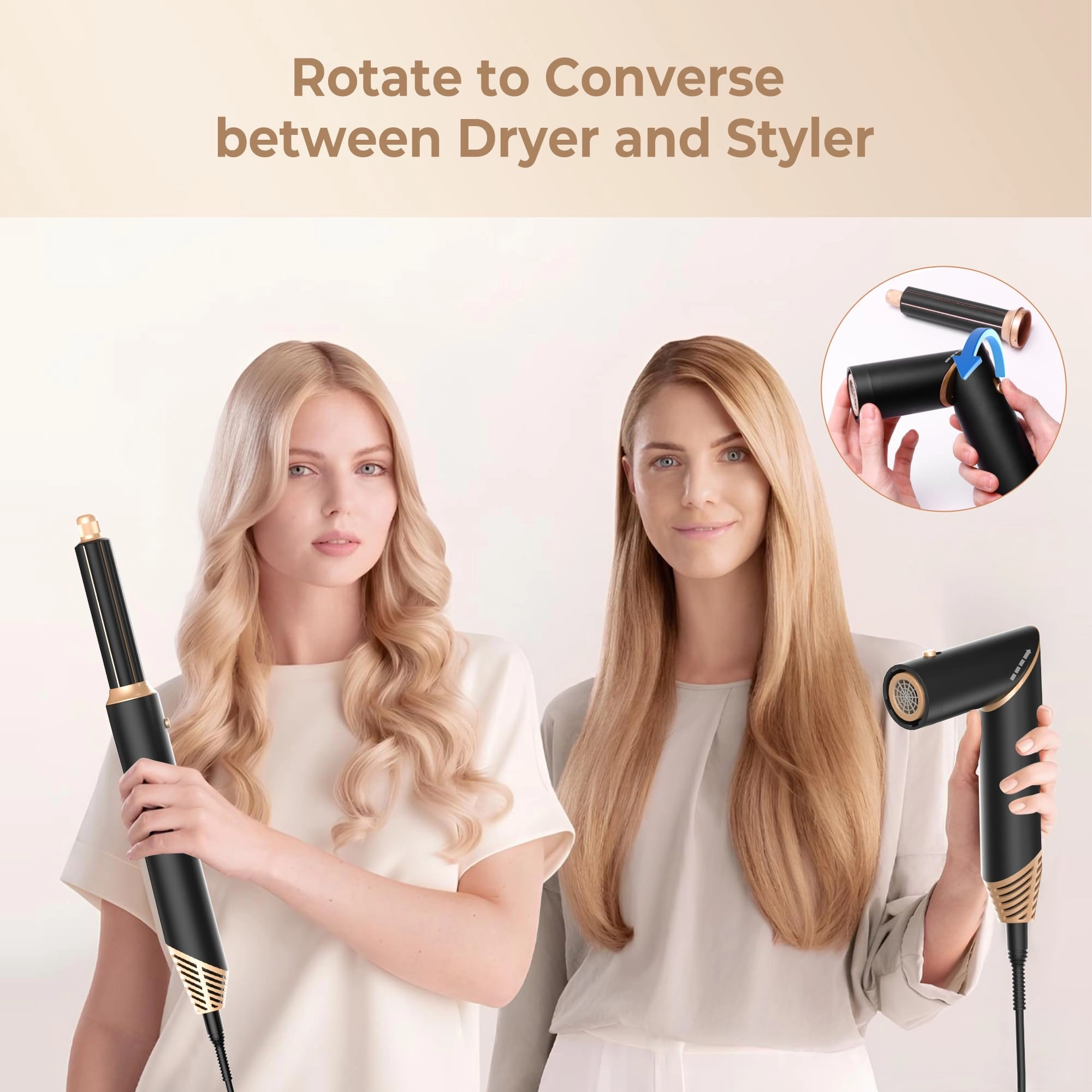 5 in 1 Hair Dryer Brush Set - Gold 700 watts
