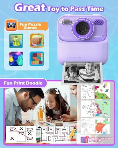 Kids Camera Instant Print - 1080P Portable Toy
