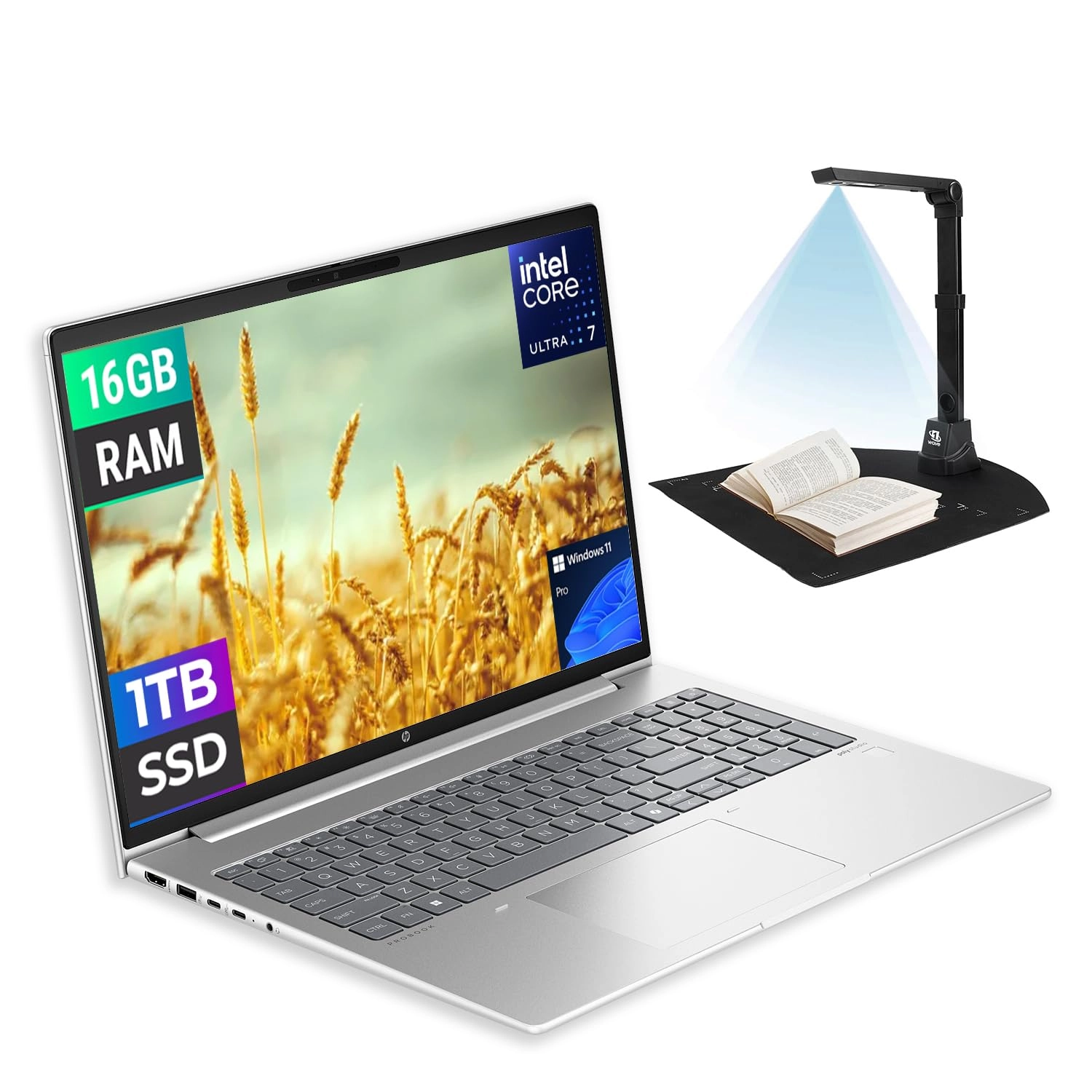 HP ProBook 460 G11 - 16'' Core Ultra 7 16GB DDR5 1TB NVMe SSD + First Wave Document Scanner