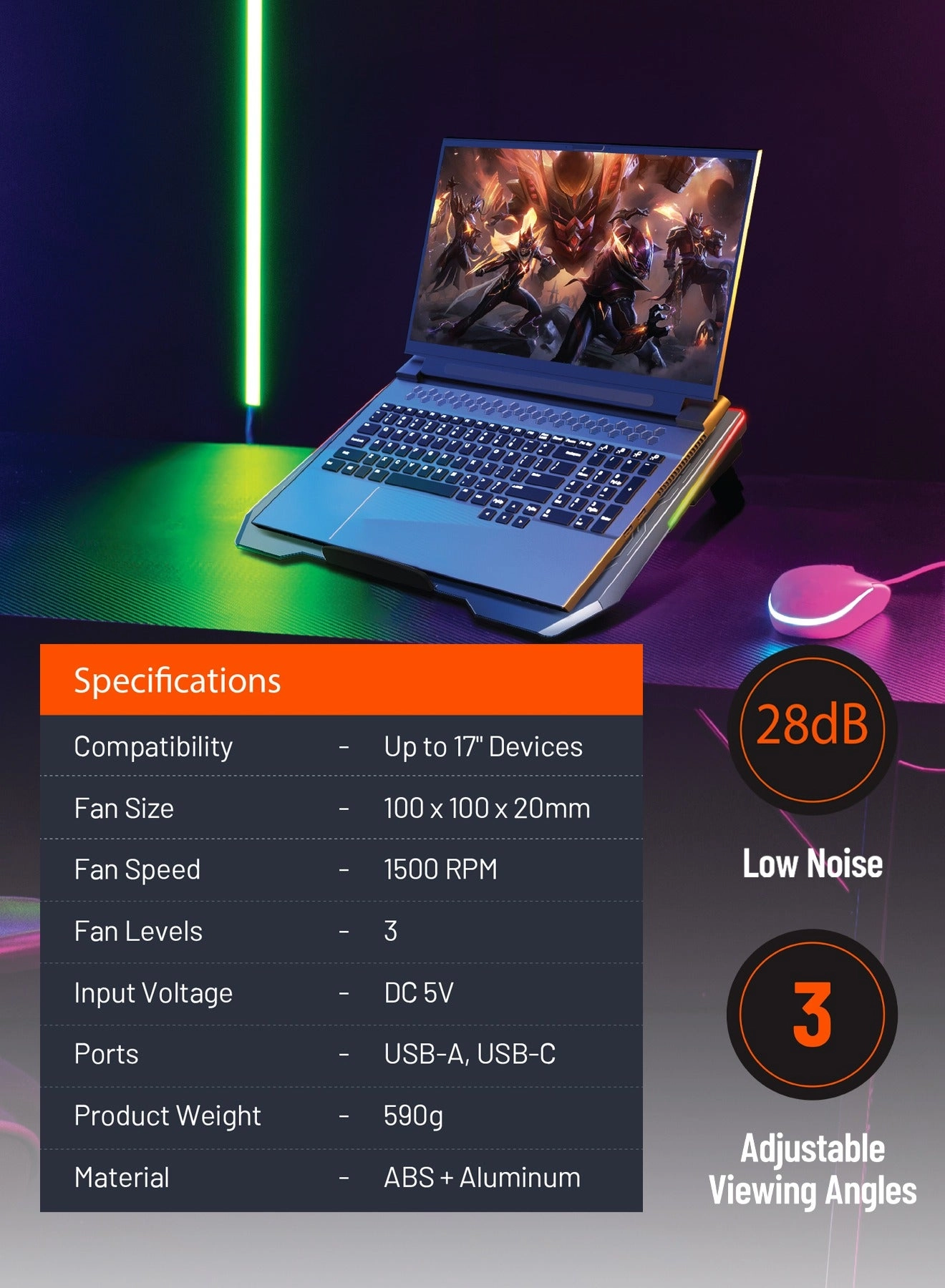 PDX117 - five RGB fans 17"