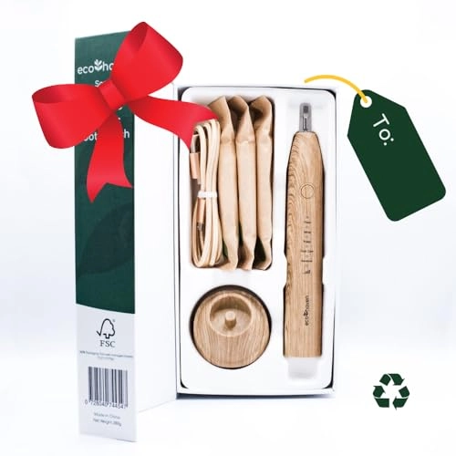 Sustainable Sonic Bamboo Electric Toothbrush - 3 Recyclable Heads 5 Cleaning Modes USB Type C Charger