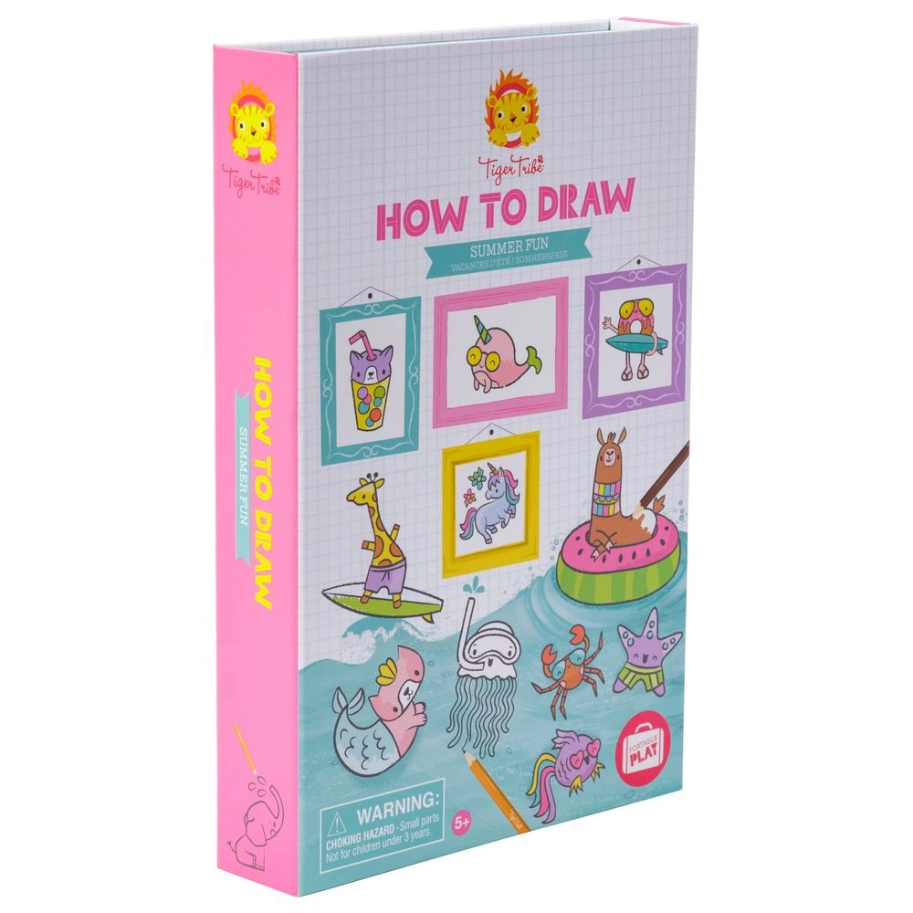 How to Draw - Summer Fun - HB and 9 coloured pencils Sharpener Eraser