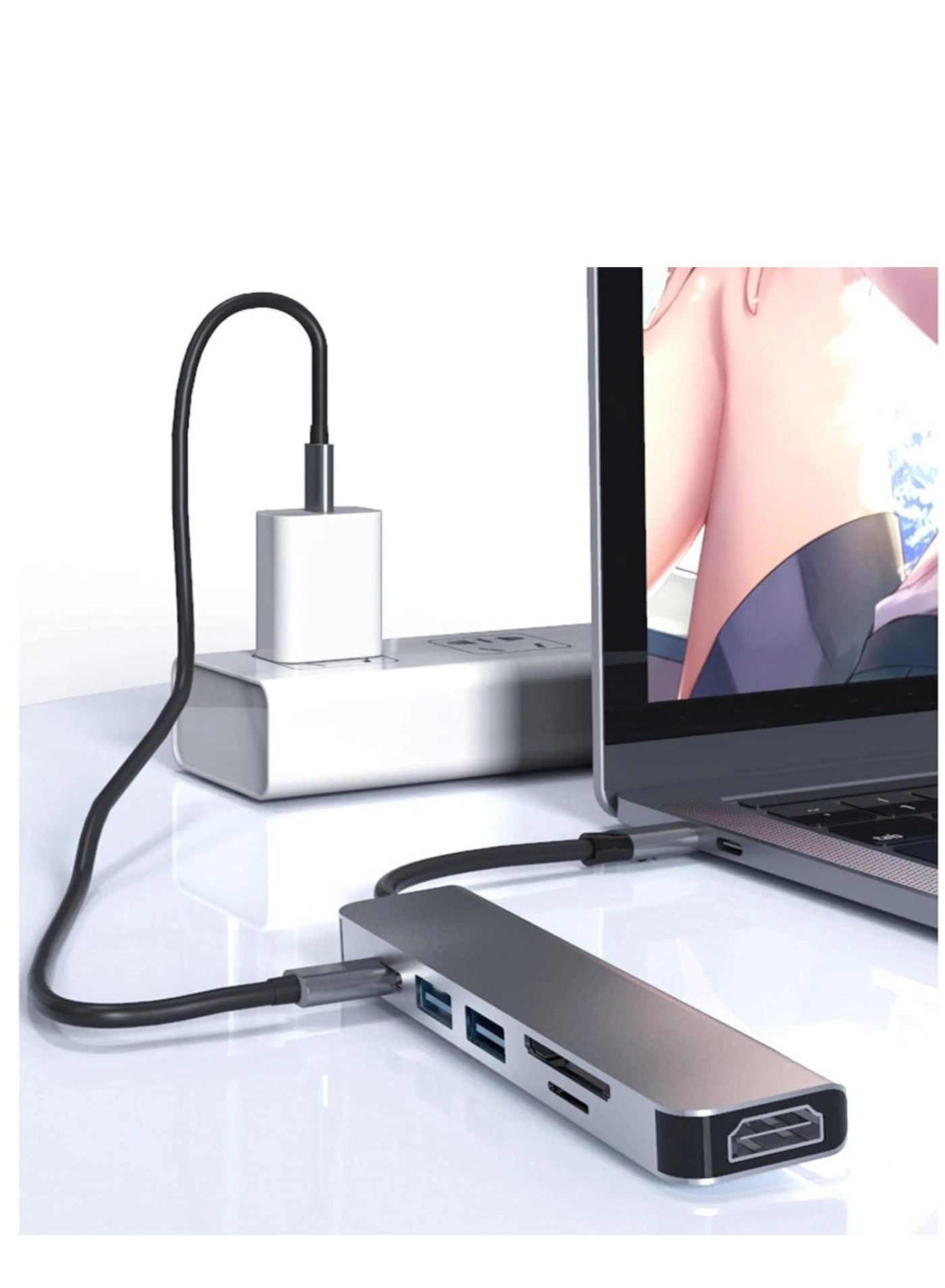 6-in-1 USB C Adapter - USB 3.0 5Gbps SD/TF Card Readers