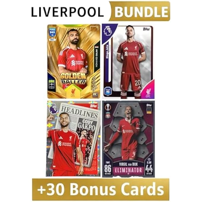 rayihni Salah + Van Dijk + Jota + Gakpo + Liverpool Cards - 30pcs
