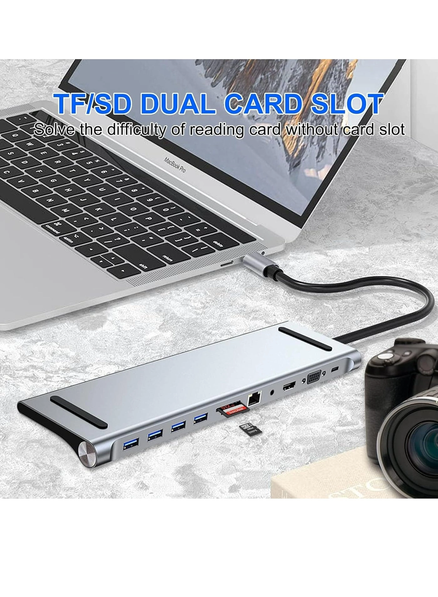 USB C Docking Station - 11 in 1 4K HDMI RJ45 Ethernet