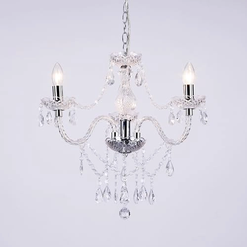 3 Light Chandelier - Chrome Clear Plastic