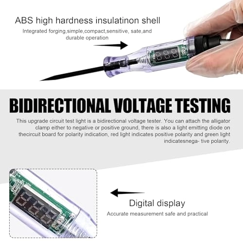 Digital LED Circuit Tester - DC 3V/6V/12V/24V alligator clip