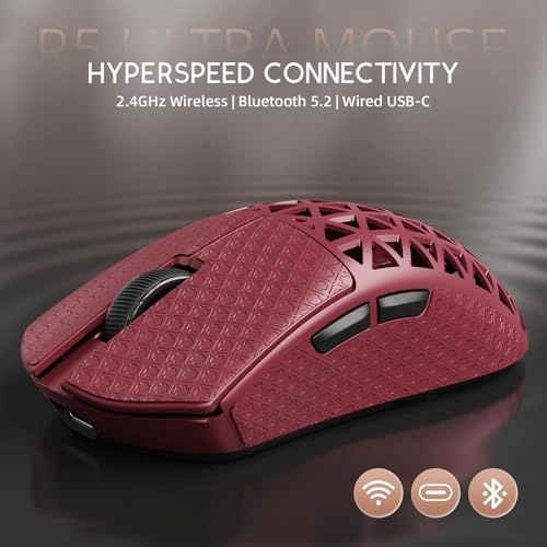 R5Ultra 8K Carbon Fiber Gaming Mouse - 2.4G Wireless Bluetooth USB