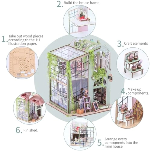 Miniature Flower House Kit - Dollhouse Booknook 3D Wooden Puzzle