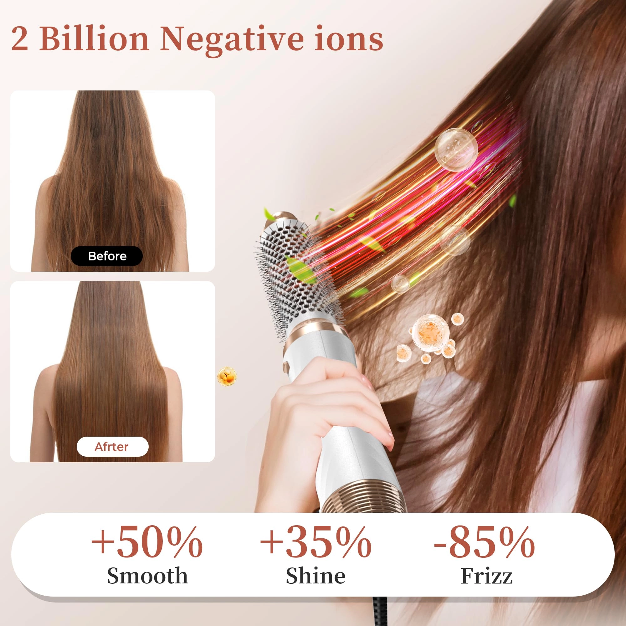 6 in 1 Hair Dryer Brush - 700 watts Gold