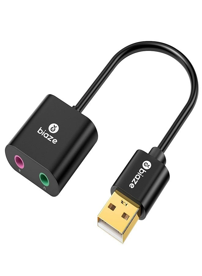 biaze USB to 3.5mm Jack Audio Adapter for Universal - Headphone and Microphone 16bit/48kHz