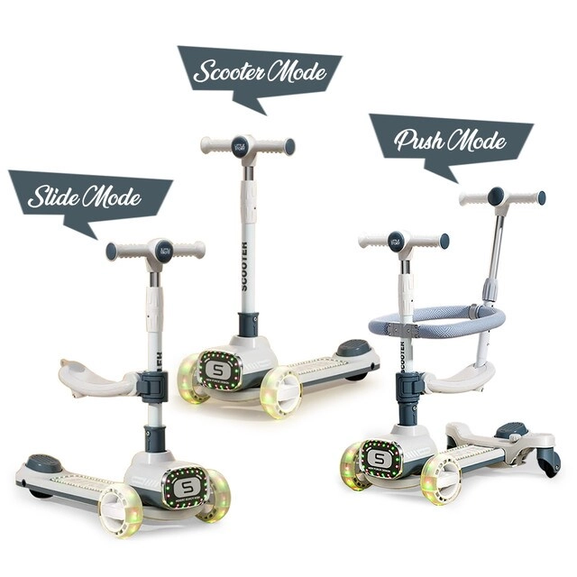 Multifunctional Kids Kick Scooter – 125mm LED Foldable