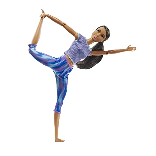Barbie Made to Move Doll - 22 Flexible Joints Curly Brunette Ponytail Athleisure-wear Ages 3+