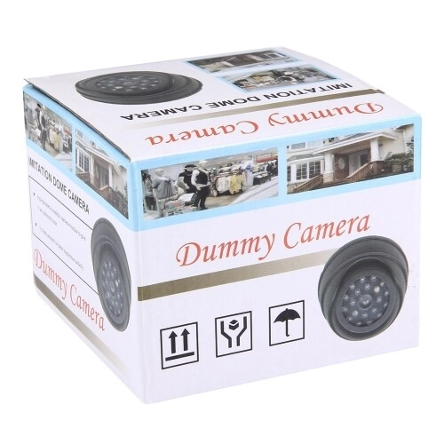 Dummy Security Camera - Solar Powered IR Red LED Light Silver