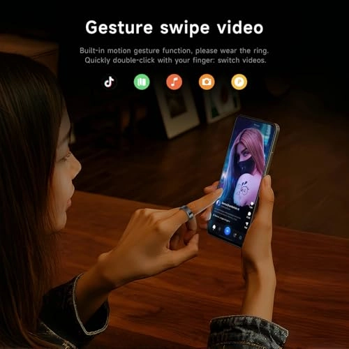 Smart Fitness Ring - LED Display IP68 Silver Size 9