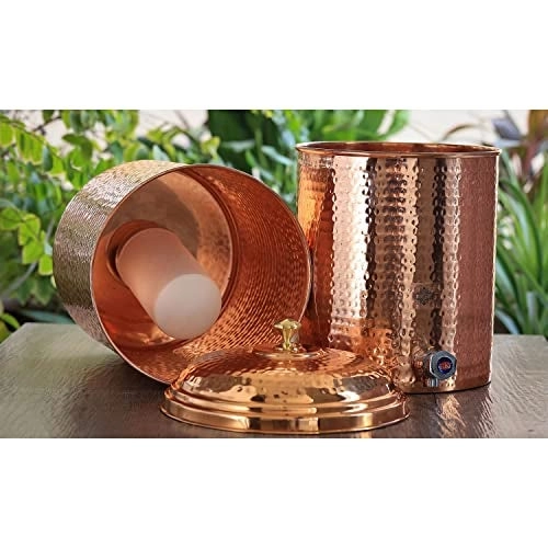 Copper Hammered Design Filter Water Dispenser Pot - 15 LTR