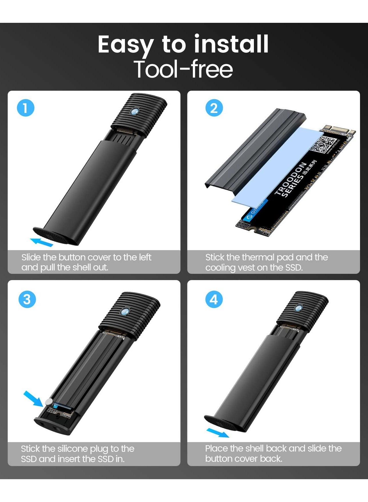 M.2 NVMe SSD Enclosure - 10Gbps USB3.2 Tool-Free