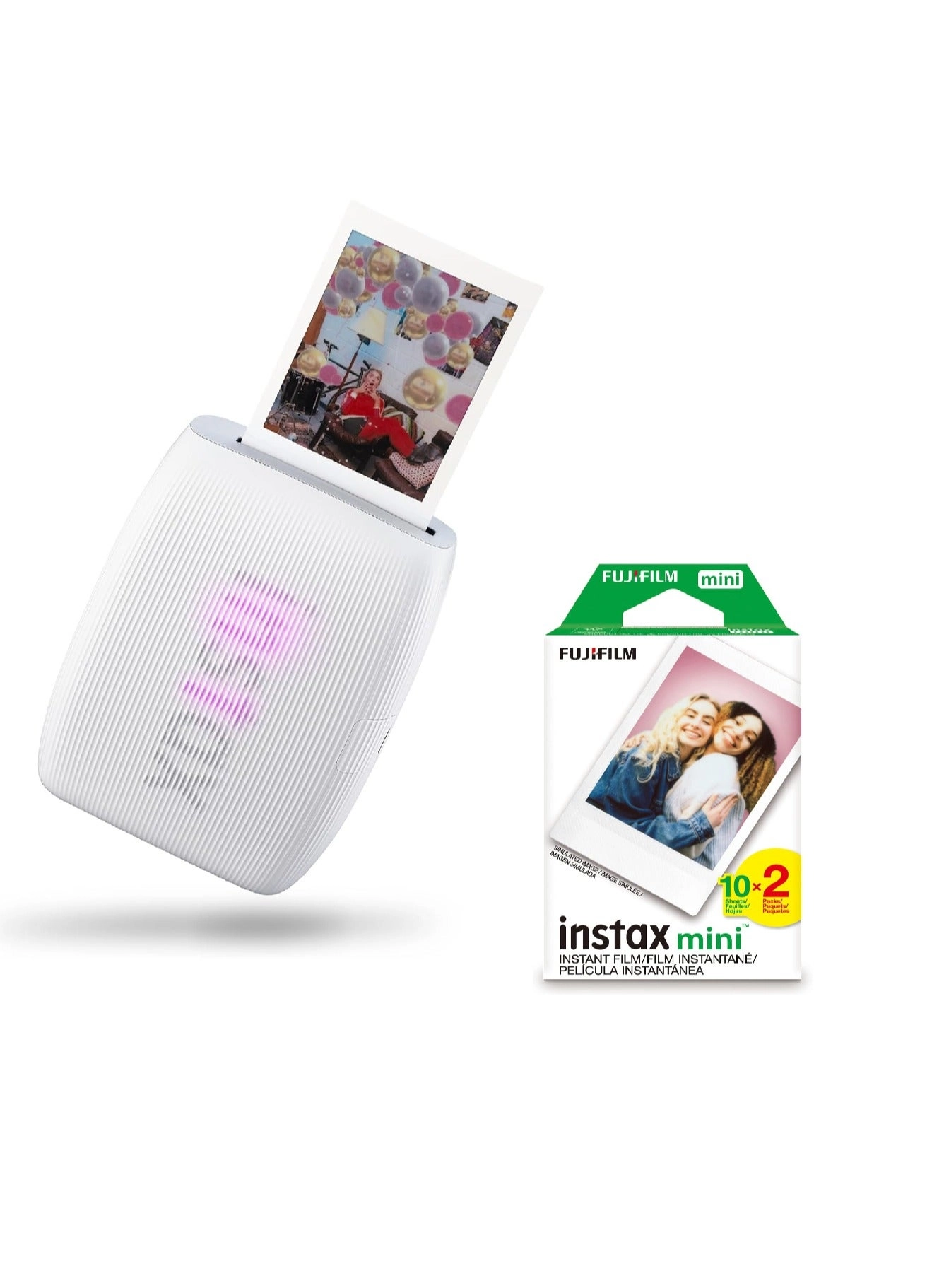Instax Mini Link 3 - Smartphone Printer + Protective Case + INSTAX MINI Instant Film - 20 Sheets + Hanging Photo Frames + Microfiber Cleaning Cloth