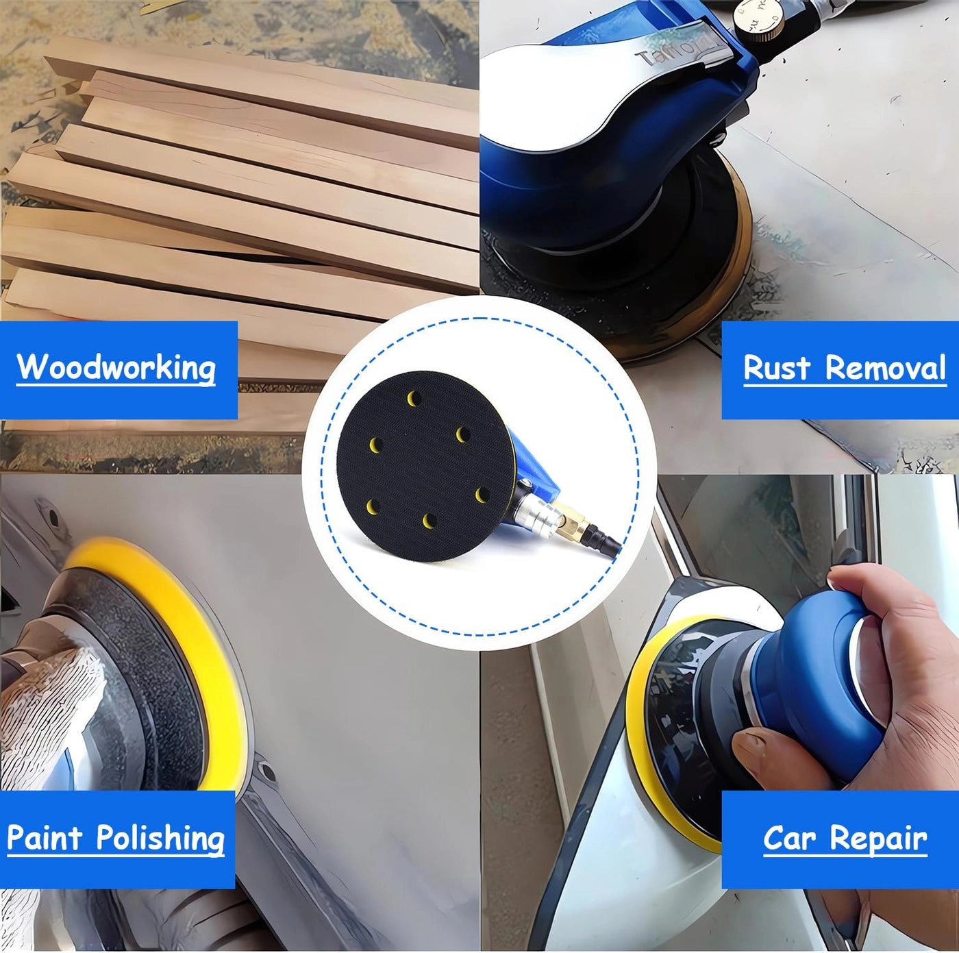 Air Random Obrital Sander - 5" Dual Action Hook and Loop