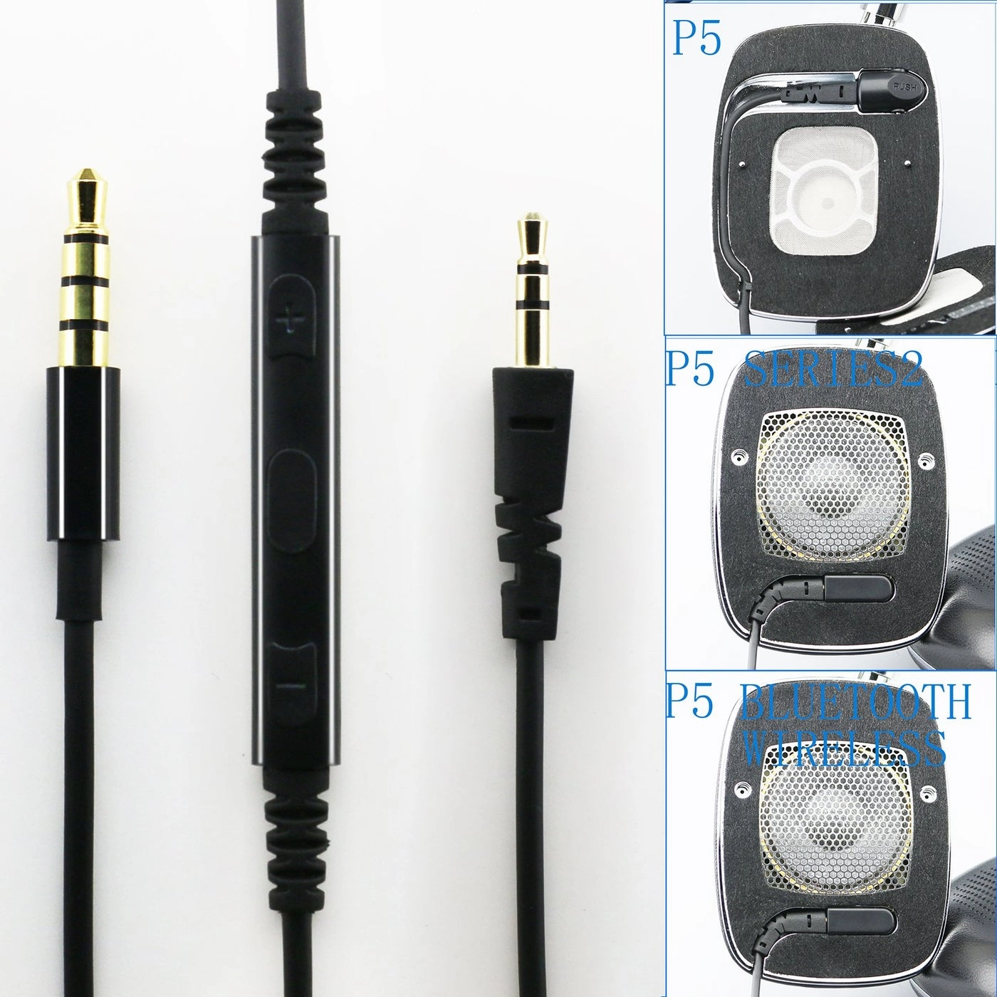 Replacement Cable for Bowers & Wilkins P5 S2 - Remote Volume Control Mic for iPhone iPod iPad iOS