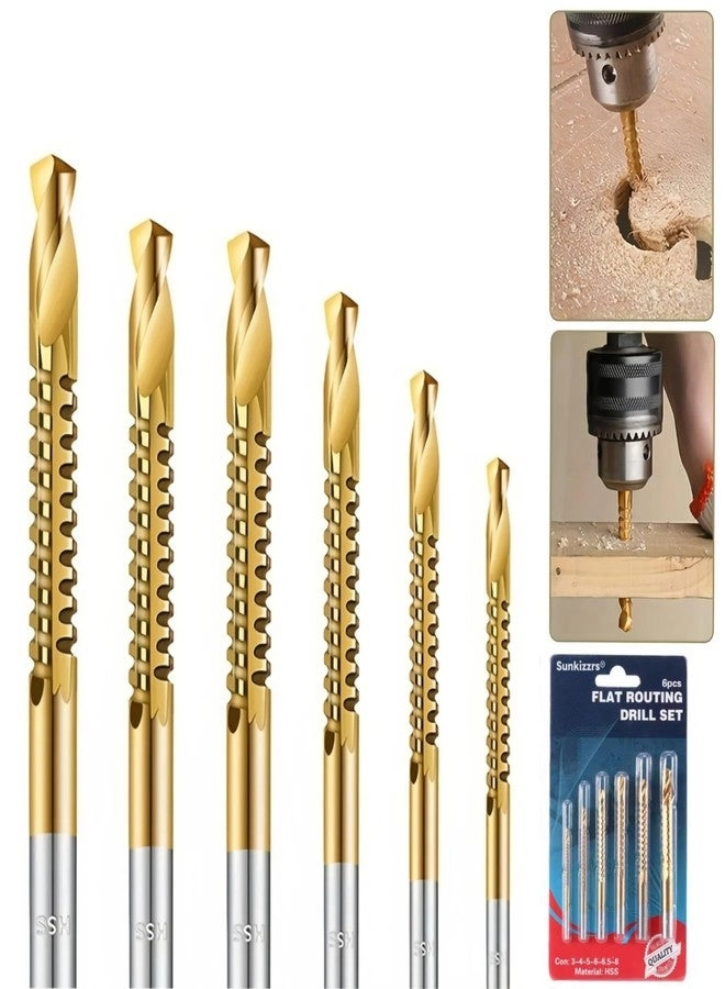 Sunkizzrs Drill Bits - Plated Titanium HSS 6 Pcs 3~8mm