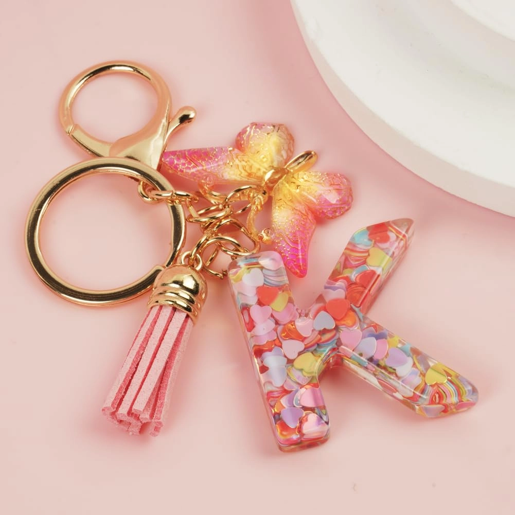 Initial Letter Keychain - Butterfly