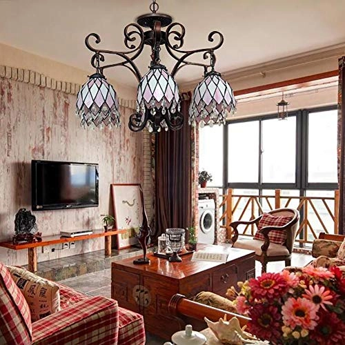 Tivani Chandelier - Blue tiffany 3 heads