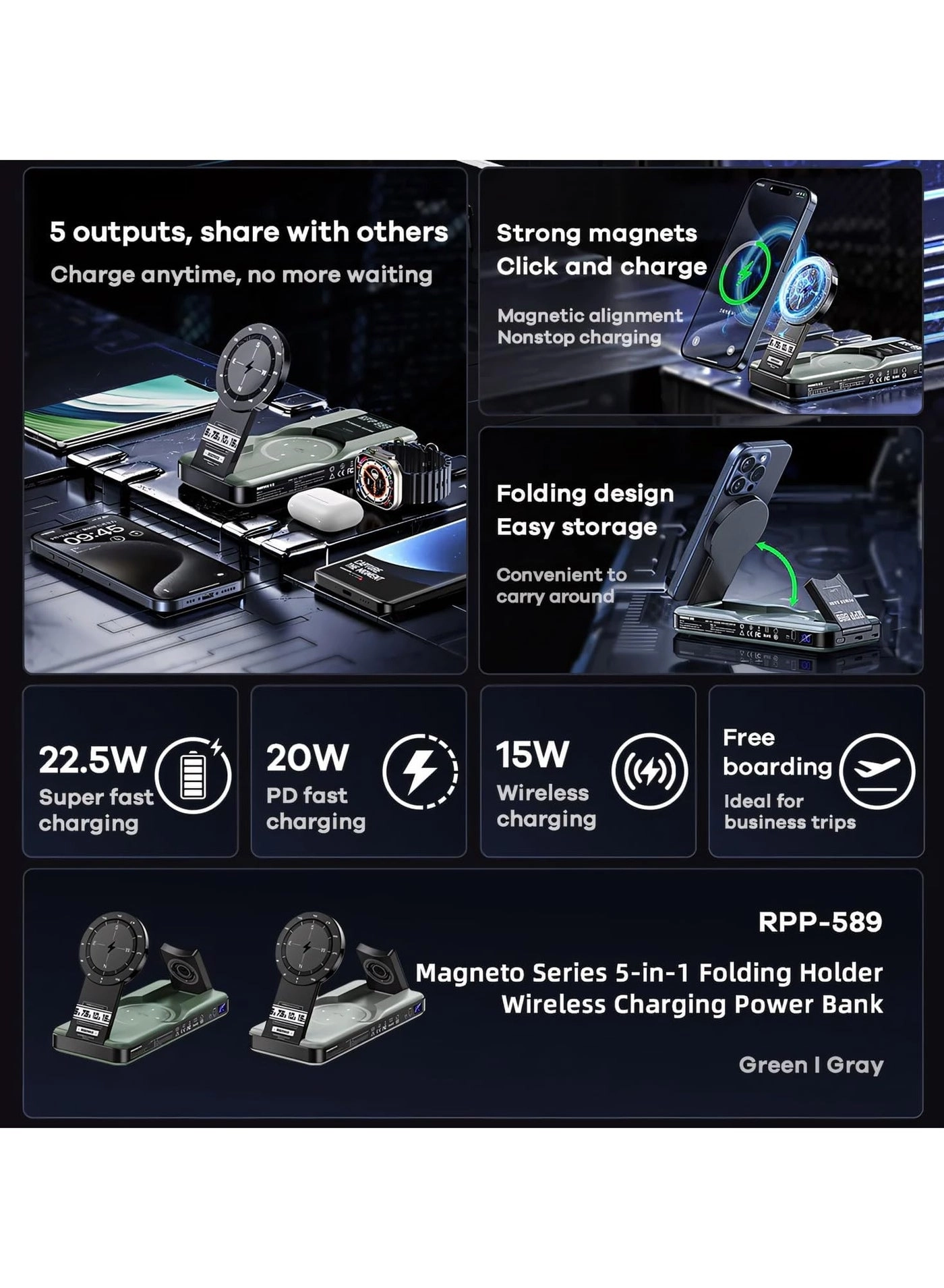 Power Bank 5 IN 1 - 10000mAh 22.5W