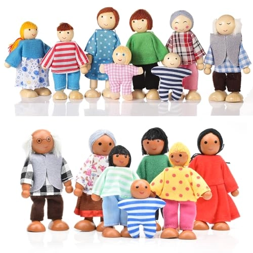 Jzszera Wooden Dollhouse People - 15 Pcs