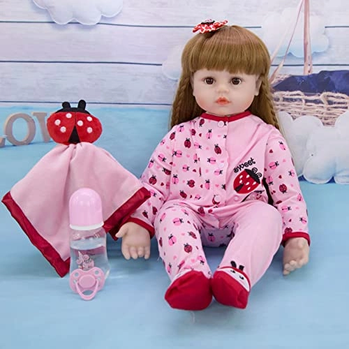 Reborn Baby Doll - 24 Inch Vinyl Cotton Body Pink Yarn Skirt Ages 3+