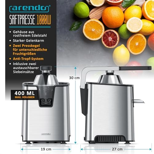 Electric citrus juicer - 1000 watts 400 Milliliters