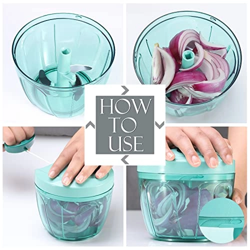 Manual Food Processor - 16.9 Fluid Ounces three blades